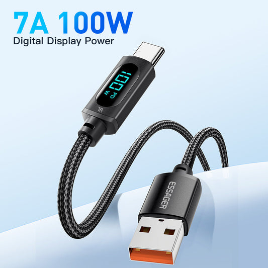 (Bundle)🔥Buy 1 Get 1 Free – Today Only!🔥Essager X-yue LED USB 7A fast charging cable
