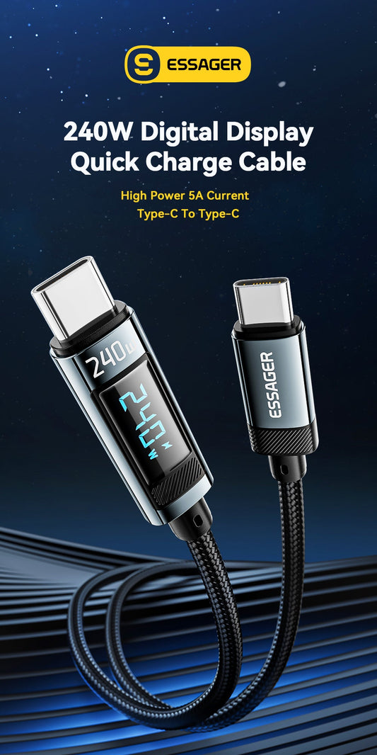 (Bundle)🔥Buy 1 Get 1 Free – Today Only!🔥Essager Haochen C-C 240W fast charging cable