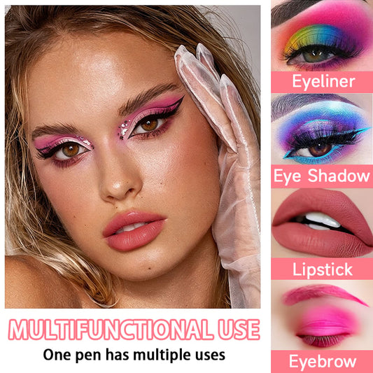 💕Limited Sale 50% OFF💧14-Pack Waterproof Colored Gel Eyeliner Pencil – Metallic & Shimmer Finishes, Smudge-Proof(Pencil sharpener color is random)