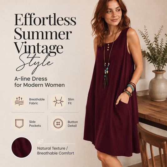 🩷Hot Sale-50% OFF🌿Cotton And Linen Sleeveless Loose Dress with Pockets