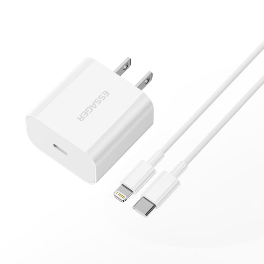 (Bundle)🔥Buy 1 Get 1 Free – Today Only！🔥Essager Fanjian 20W fast charger + type-c to lightning cable set