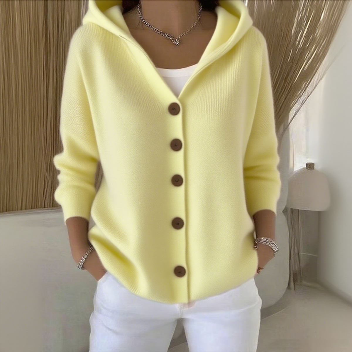 🔥LETZTER TAG SALE 50% RABATT🔥Damen Baumwoll Einfarbig Langarm Bequemer Lässiger Cardigan