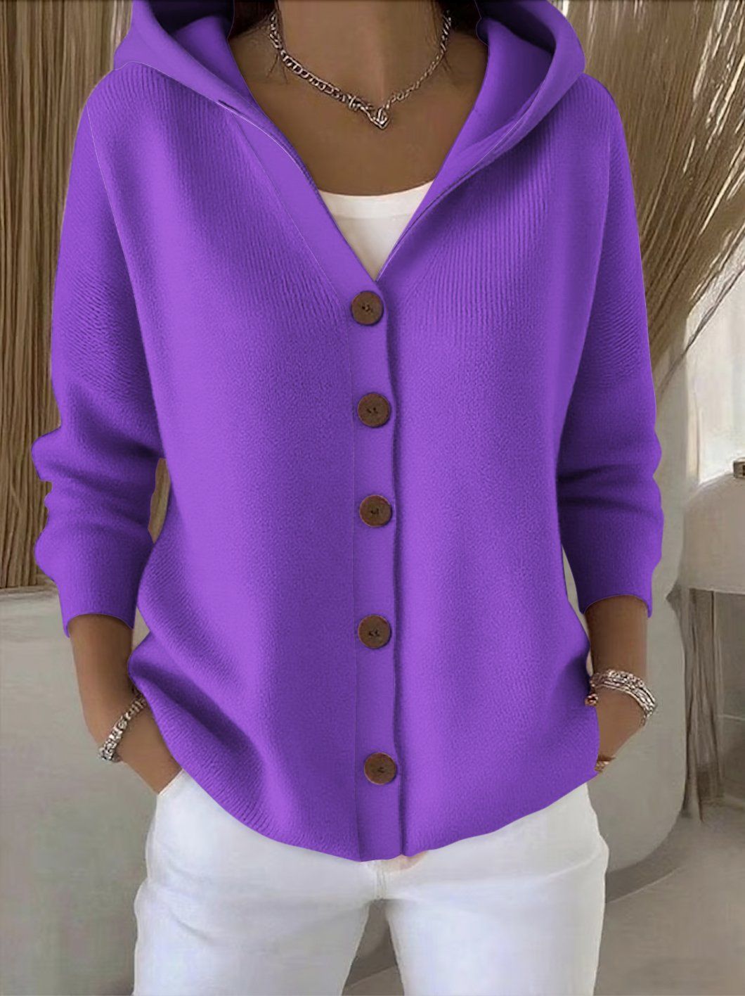 🔥LETZTER TAG SALE 50% RABATT🔥Damen Baumwoll Einfarbig Langarm Bequemer Lässiger Cardigan