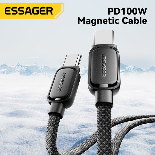 (Bundle)Essager 3-Piece Fast Charging Cable Bundle 100W Magnetic C-C + 60W Anti-Winding C-C + 7A A-C Compatible with Samsung/Huawei/Xiaomi/Lenovo/MacBook