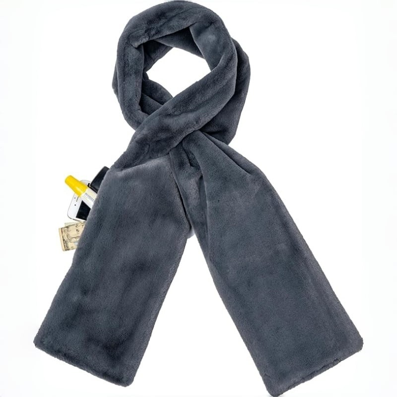 🎅Weihnachts-Sonderangebote 9,99 £!!⚡Über 50.000 verkauft!🧣Ultra-weicher Kunstfell-Schal zum Durchziehen mit versteckter Reißverschlusstasche