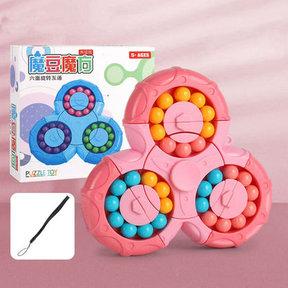 💥Extrem beliebtes Spielzeug💥Fidget Spinner + sechsseitiger rotierender Würfel 2-in-1, magisches Bohnen-Lernspielzeug