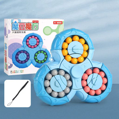 💥Extrem beliebtes Spielzeug💥Fidget Spinner + sechsseitiger rotierender Würfel 2-in-1, magisches Bohnen-Lernspielzeug