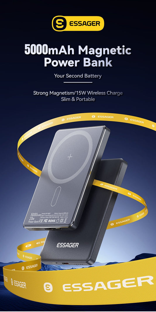 (Bundle)🔥Buy 1 Get 1 Free – Today Only！🔥Essager Yuejie 20W 5000mAh  Magnetic Wireless Power Bank