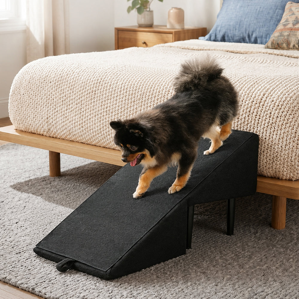 2-in-1 wandelbare Trittstufe aus Holz für Hunde als Treppe oder Rampe fürs Bett