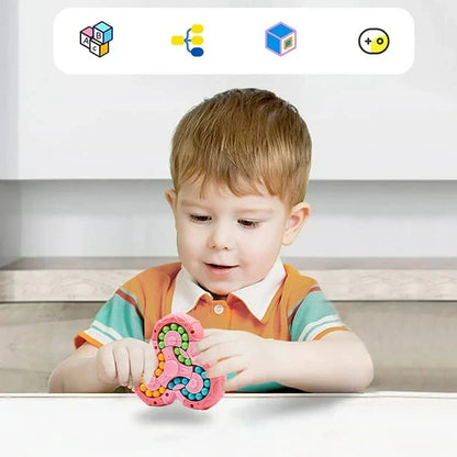 💥Extrem beliebtes Spielzeug💥Fidget Spinner + sechsseitiger rotierender Würfel 2-in-1, magisches Bohnen-Lernspielzeug