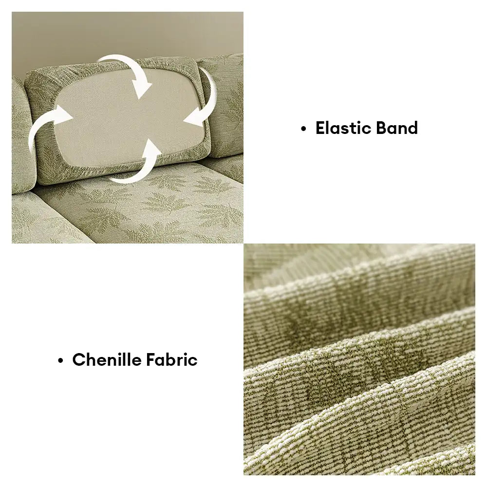 Elastischer Chenille-Sofaüberzug für Ecksofas, Ganzjahres-Schutz, kratzfest, vollflächig abdeckend, dehnbar