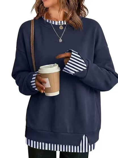 🥰Herbstangebot: 50 % RABATT!💛Damen-Sweatshirt in lockerem Zweiteiler-Look aus Kunstmaterial