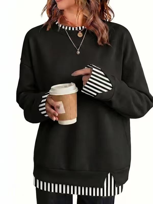 🥰Herbstangebot: 50 % RABATT!💛Damen-Sweatshirt in lockerem Zweiteiler-Look aus Kunstmaterial