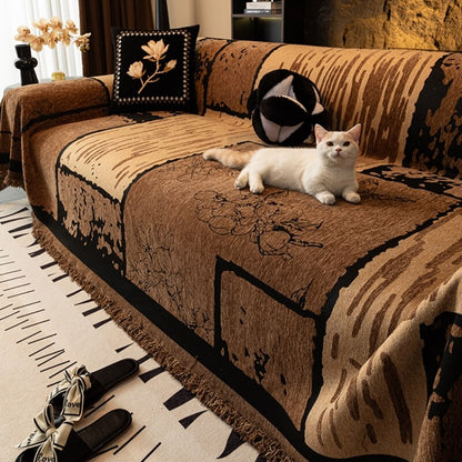 Vintage Chenille Kratzschutz-Sofaüberwurf Sofabezug