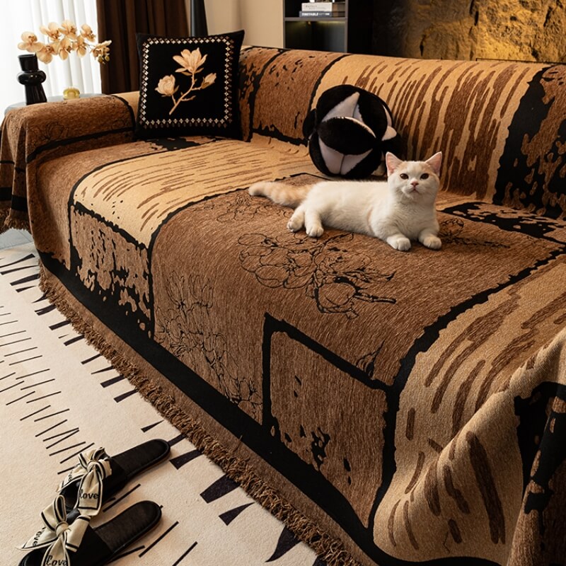 Vintage Chenille Kratzschutz-Sofaüberwurf Sofabezug