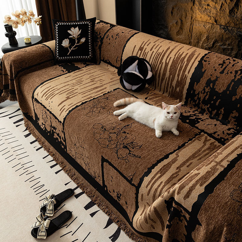 Vintage Chenille Kratzschutz-Sofaüberwurf Sofabezug