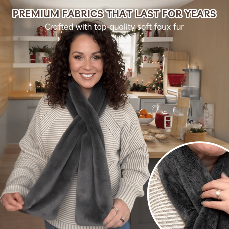 🎅Weihnachts-Sonderangebote 9,99 £!!⚡Über 50.000 verkauft!🧣Ultra-weicher Kunstfell-Schal zum Durchziehen mit versteckter Reißverschlusstasche
