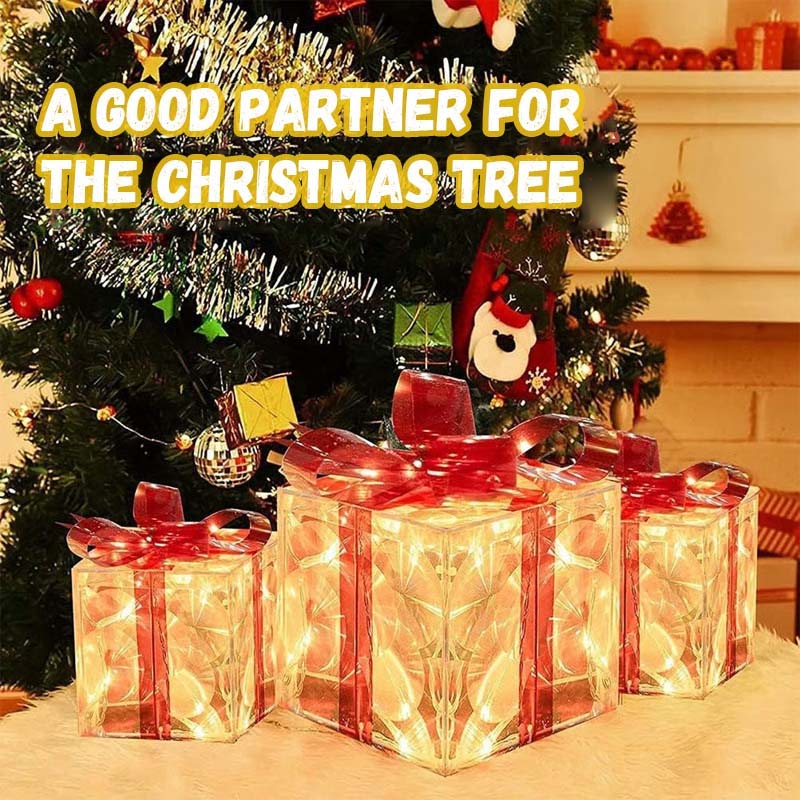 🎁Limited-Time 50% Off🎄Glowing Christmas Gift Box Decorations