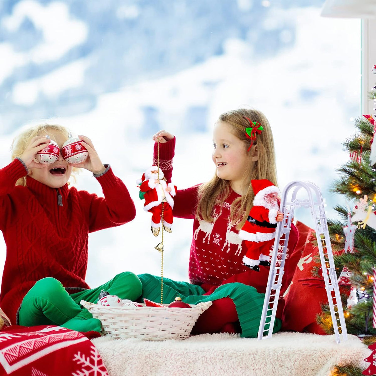🎁Christmas Sale 50% OFF🎅Electric Fireplace Climbing Santa Claus Musical Toys🪜