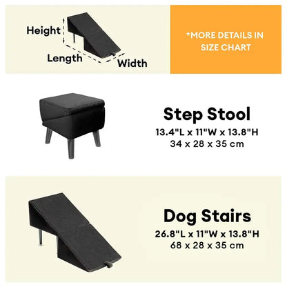 2-in-1 wandelbare Trittstufe aus Holz für Hunde als Treppe oder Rampe fürs Bett